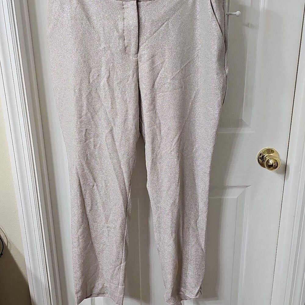 INC Women's Size 14 Metallic Shimmer Straight Leg Trousers